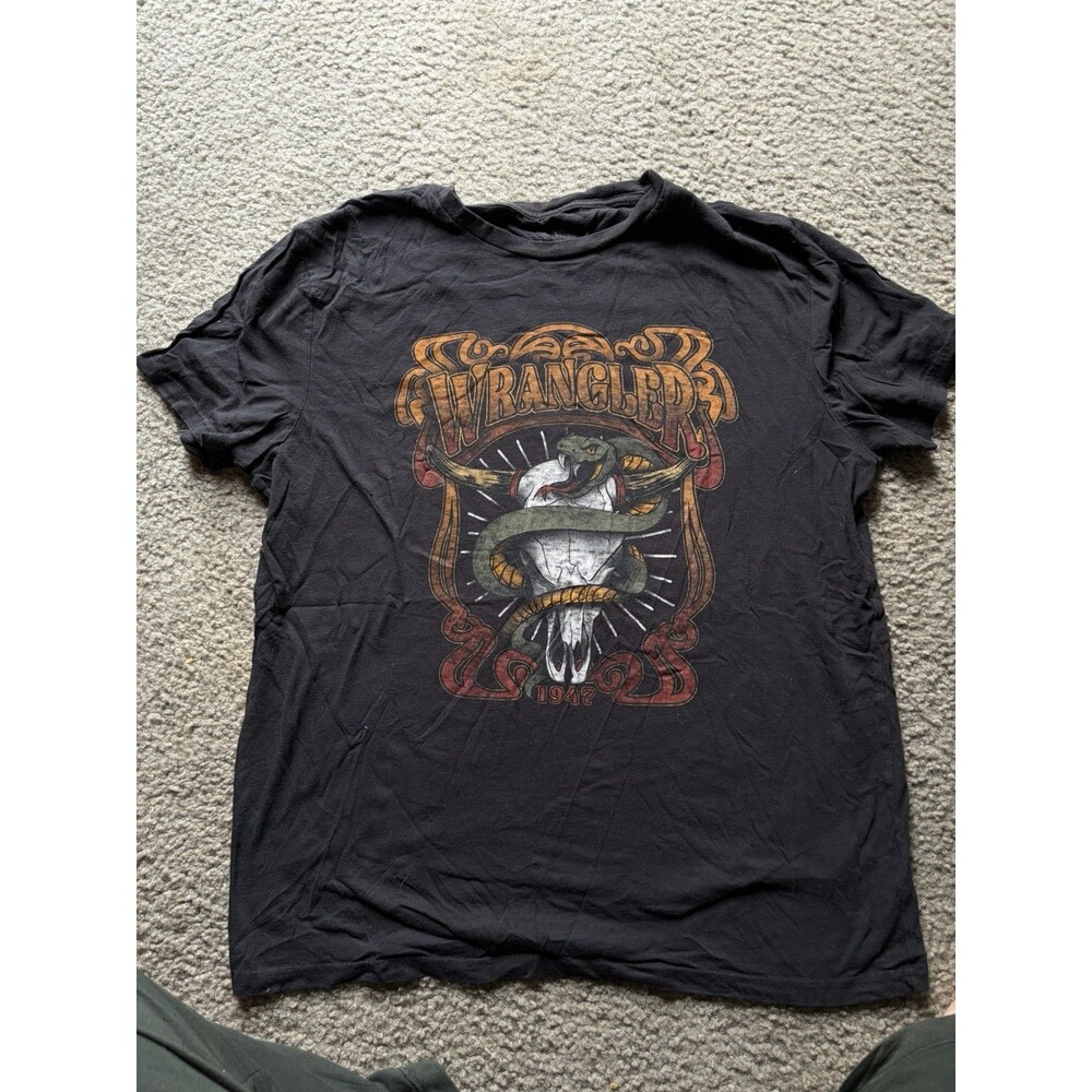 Wrangler Snake And Skull Horns Black Short Sleeve Graphic TShirt Mens Size Large